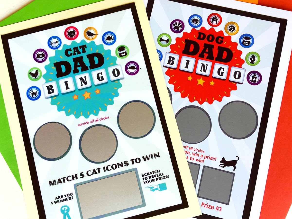 Cat & Dog Dad Scratch-Off Bingo Cards